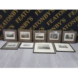 9 ANTIQUE TINTED PRINTS IN LATER FRAMES ALL LANCASHIRE RELATED PICTURES