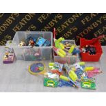 KIDS TOYS INCLUDES WATER GUNS, POCKET KITES NEW IN PACKS, DIE CAST VEHICLES AND SIMPSONS FIGURES