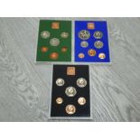 3 UK ROYAL MINT 1975 1977 AND 1978 PROOF YEAR SETS ALL COMPLETE IN ORIGINAL PACKS