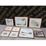 8 FRAMED WATERCOLOURS OF CASTLES AND OUTDOOR SCENES, 2 BY G. AMANN