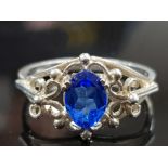 SILVER 925 BLUE TOPAZ RING SIZE L 1/2 1.8 GRAMS