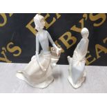 2 LADY FIGURES 1 NAO BY LLADRO SEATED LADY WITH CROSSED HANDS AND 1 OTHER LADY FIGURE SEATED WITH