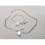 925 STERLING SILVER A VENETIAN GLASS BEADED NECKLET WITH MATCHING BRACELET