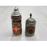 2 BEER TANKARDS POSSIBLY SWISS