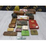 A COLLECTION OF VINTAGE TINS SUCH AS RINGTONS MECCANO CRAVEN VIRGINIA CIGARETTES ETC