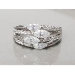 925 STERLING SILVER 4 MARQUISE CUT AND ROUND CZ RING SIZE N GROSS WEIGHT 4.8G