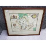 FRAMED REPRODUCTION COUNTY MAP IN THE STYLE OF JOHN SPEED