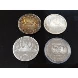 4 CANADIAN SILVER 1 DOLLAR COINS 1966, 1972, 1974 AND 2003