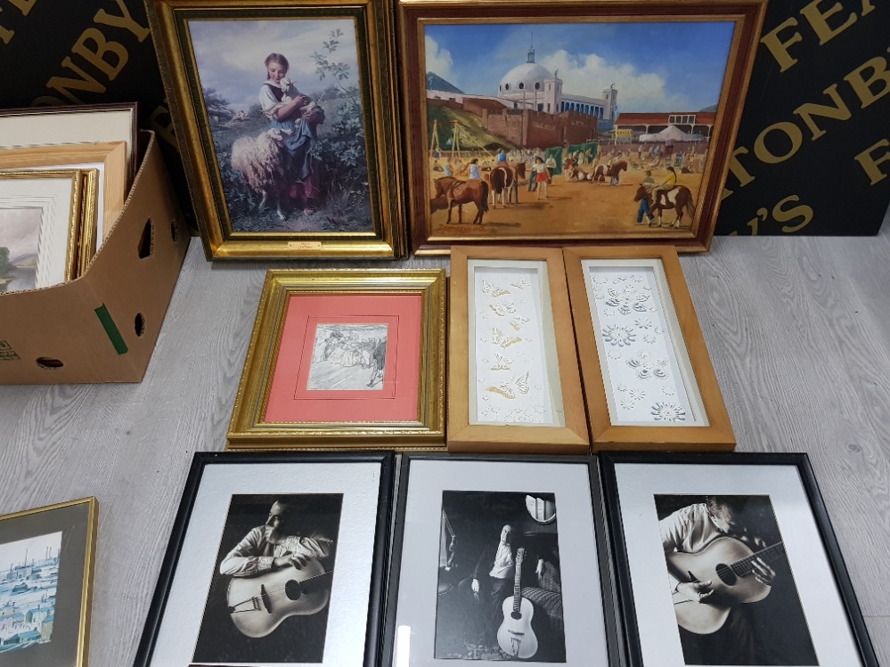 A BOX OF MISCELLANEOUS FRAMED ITEMS MAINLY PRINTS - Image 3 of 3