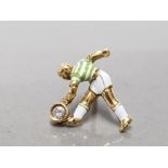 18CT YELLOW GOLD AND DIAMOND HAND MADE CELTIC FOOTBALLER TIE PIN UNIQUELY HAND ENAMELLED WITH THE