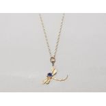 EDWARDIAN 9CT YELLOW GOLD DRAGONFLY PENDANT ON A 20INCH 9K CHAIN