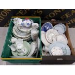 2 BOXES OF MISCELLANEOUS TO INCLUDE JOHNSON BROS BUCHAN STONEWARE