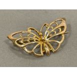 9CT GOLD BUTTERFLY DESIGN BROOCH 3G