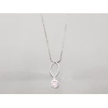 925 STERLING SILVER AND PINK CZ PENDANT ON CHAIN GROSS WEIGHT 5.8G