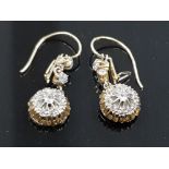 15CT YELLOW GOLD DIA DROP CLUSTER EARRINGS FEATURING A CLUSTER OF DIAMONDS SET AT THE BOTTOM WITH
