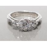 925 STERLING SILVER 3 STONE CZ TACORI RING SIZE N1/2 GROSS WEIGHT 5.2G WITH ORIGINAL BOX AND BAG