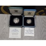 1991 ROYAL MINT SILVER PROOF £1 COIN TOGETHER WITH 1994 ROYAL MINT PROOF £2 COMMEMORATIVE COIN