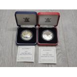 ALDERLEY 1999 £2 AND £5 TOTAL SOLAR ECLIPSE SILVER PROOF COINS BOTH IN CASES OF ISSUE WITH