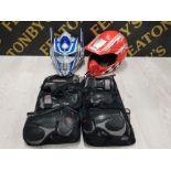 ARG PROTECTIVE HELMET TOGETHER WITH TRANSFORMER HELMET AND 2 ANARCHY PROTECTIVE ELBOW KNEE AND WRIST