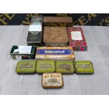 MISCELLANEOUS VINTAGE TINS INCLUDES GLENFIDDICH PARAGON FIRST AID ETC