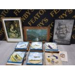 A COLLECTION OF COALPORT PLATES BATTLE OF BRITAIN 1940, 3 FRAMED PRINTS OF VARIOUS IMAGES AND CRESTS