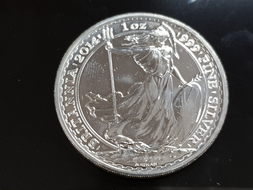 BRITANNIA 2014 2 POUND 1 OUNCE FINE SILVER BULLION UNC