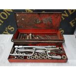 VINTAGE BRITOOL RATCHET SET IN ORIGINAL METAL BOX