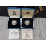 1994 ROYAL MINT SILVER PROOF SCOTLAND £1 TOGETHER WITH 1985 ROYAL MINT PROOF £1 WELSH COIN BOTH IN