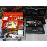2 TOOLBOXES BOTH WITH CONTENTS INCLUDES HAMMERS PLIERS ETC