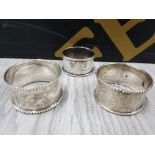 A PAIR AND ONE SOLID SILVER HALLMARKED NAPKIN RINGS 47 GRAMS
