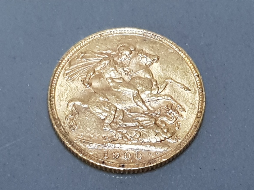 22CT GOLD 1900 FULL SOVEREIGN COIN - Image 2 of 4