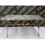 GILT FLORAL FRAMED COFFEE TABLE WITH MARBLE TOP 3FT