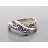 925 STERLING SILVER TANZANITE 5 STONE RING SIZE P1/2 GROSS WEIGHT 2.8G
