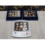 3 UK ROYAL MINT YEARLY SETS INCLUDES 2000 DELUXE 2004 AND 2005