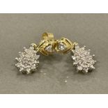 9CT GOLD DIAMOND CLUSTER DROP EARRINGS 2.2G