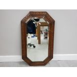 CARVED OAK BEVEL EDGED WALL HANGING MIRROR