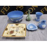6 PIECES OF WEDGWOOD INCLUDES BLUE AND WHITE JASPER WARE
