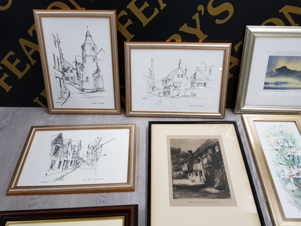 10 FRAMED PRINTS INCLUDES SKETCHES AND OUTDOOR SCENES MAINLY BY JH - Image 2 of 11