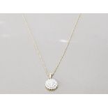 9CT YELLOW GOLD ROUND DIAMOND SET PENDANT ON 9CT YELLOW GOLD CHAIN 0.25CT GROSS 1.5G