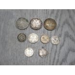 9 VARIOUS SILVER COINS MOSTLY BRITISH COLONIAL CANADA NEWFOUNDLAND CEYLON ETC 1 AS A PENDANT 25.7G