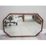 ANTIQUE OCTAGONAL SHAPED OAK FRAMED WALL MIRROR WITH BEVEL EDGING