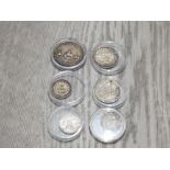 6 VARIOUS SILVER WORLD COINS INCLUDING FRENCH NAPOLEON III ITALY EGYPT LEBANON CENTS FRANCS QIRSH