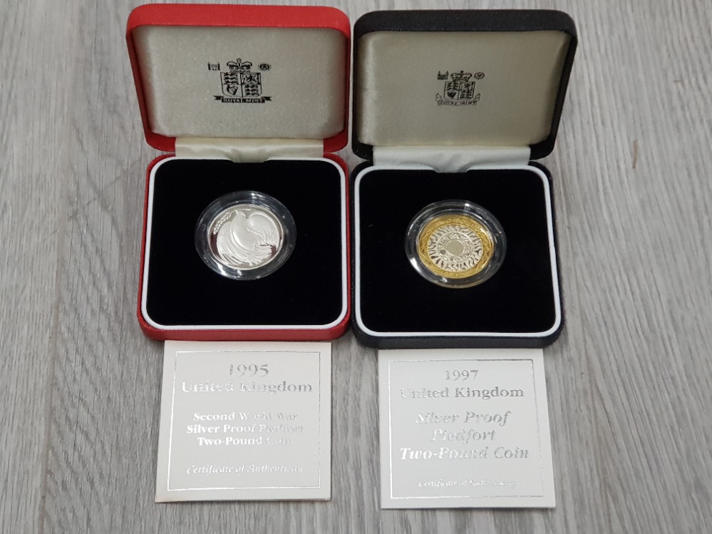 UK ROYAL MINT SILVER PROOF PIEDFORT £2 COIN SETS 1995 AND 1997