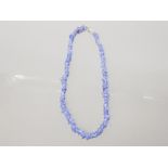 TANZANITE BEAD NECKLET WITH SILVER FITTINGS