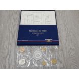 FRENCH 1974 SILVER PROOF SET OF 9 COINS INCLUDING 50 FRANCS IN BOX OF ISSUE WITH CERTIFICATE