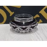 VINTAGE BOHEMIAN RUBY RED CUT GLASS ASH TRAY