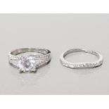 2 SILVER AND CZ RINGS GROSS 6.1G