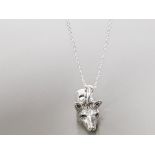 STERLING SILVER FOX HEAD WHISTLE ON SILVER CHAIN 12.4G