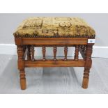 EDWARDIAN FOOTSTOOL WITH ORIGINAL SEAT COVERING AND STUDDING