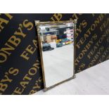 SUPERB EDWARDIAN BRASS BEVELLED EDGED RECTANGULAR MIRROR